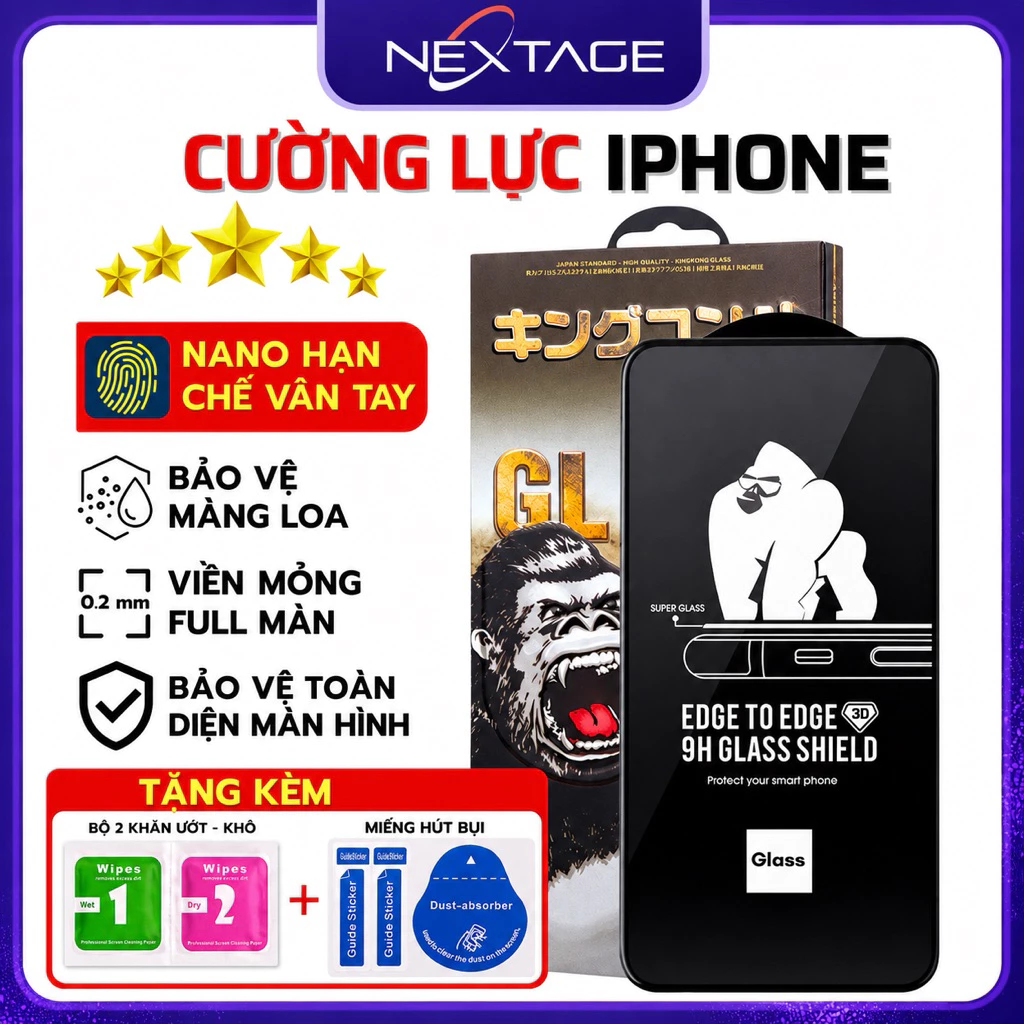 [MUA 1 TẶNG 1] Kính Cường Lực KK 4D Full Màn Cao Cấp (Miễn Phí Vận Chuyển)