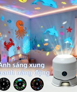 Máy chiếu quà tặng sinh nhật trẻ em, Giáng Sinh, thế giới đại dương, ánh sáng phát sáng hình bông tuyết, đèn ngủ tạo không khí cho phòng ngủ