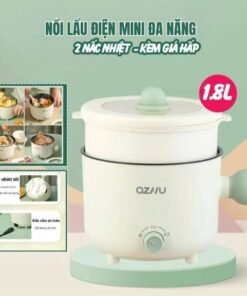Nồi Lẩu Điện Mini 18cm, dung tích 1.8L Đa Năng 2 Nấc Nhiệt Tặng Gía Hấp Có Tay Cầm Tiện Dụng Dung Tích 1.8L Nồi Lẩu Nồi Điện Nấu Ăn  Inox Nồi Lẩu Điện simmer  pot